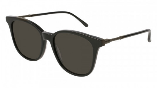 Bottega Veneta BV0132S Sunglasses, BLACK with RUTHENIUM temples and GREY lenses
