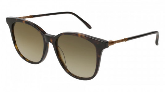 Bottega Veneta BV0132S Sunglasses, HAVANA with BRONZE temples and GREEN lenses