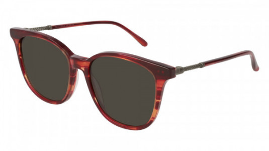 Bottega Veneta BV0132S Sunglasses, RED with SILVER temples and GREY lenses