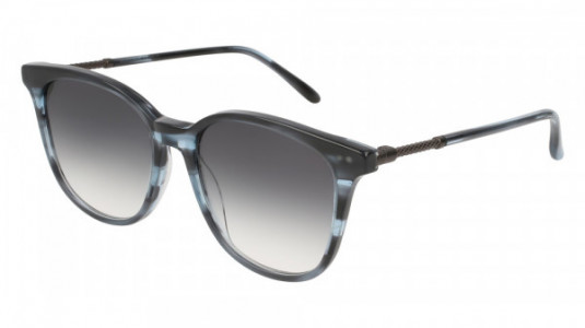 Bottega Veneta BV0132S Sunglasses, LIGHT-BLUE with RUTHENIUM temples and GREY lenses
