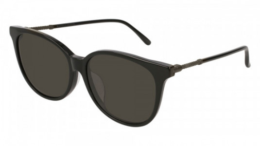 Bottega Veneta BV0132SA Sunglasses, BLACK with RUTHENIUM temples and GREY lenses