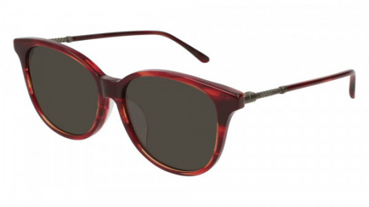 Bottega Veneta BV0132SA Sunglasses, RED with SILVER temples and GREY lenses