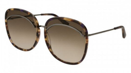 Bottega Veneta BV0138S Sunglasses, HAVANA with SILVER temples and BROWN lenses