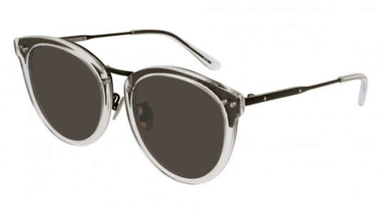 Bottega Veneta BV0142S Sunglasses, CRYSTAL with BLACK temples and GREY lenses