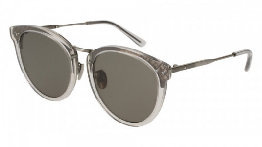 Bottega Veneta BV0142S Sunglasses, GREY with SILVER temples and BROWN lenses