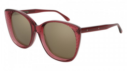 Bottega Veneta BV0149S Sunglasses, BURGUNDY with BROWN lenses