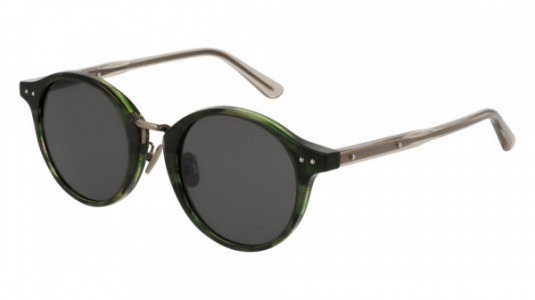 Bottega Veneta BV0080SA Sunglasses, GREEN with BROWN temples and GREY lenses