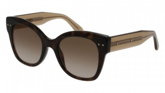 Bottega Veneta BV0083S Sunglasses, HAVANA with ORANGE temples and BROWN lenses