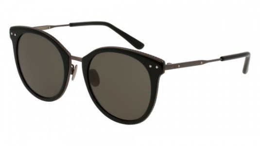 Bottega Veneta BV0086SA Sunglasses, BLACK with RUTHENIUM temples and SMOKE lenses