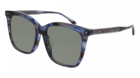 Bottega Veneta BV0097SA Sunglasses, HAVANA with BLUE temples and GREY polarized lenses