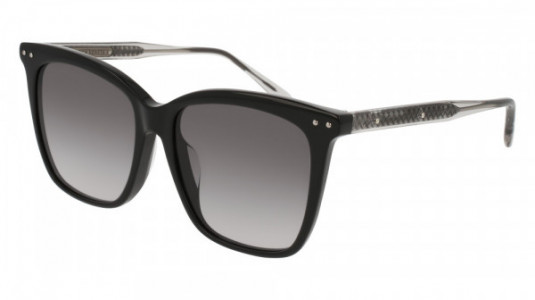 Bottega Veneta BV0097SA Sunglasses, BLACK with GREY temples and GREY lenses