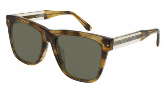 Bottega Veneta BV0098SA Sunglasses, HAVANA with YELLOW temples and GREY lenses