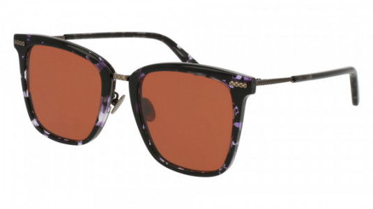 Bottega Veneta BV0102S Sunglasses, HAVANA with SILVER temples and VIOLET lenses