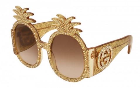 Gucci GG0150S Sunglasses, 001 - GOLD with BROWN lenses