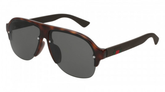 Gucci GG0172SA Sunglasses, HAVANA with BROWN temples and GREEN lenses