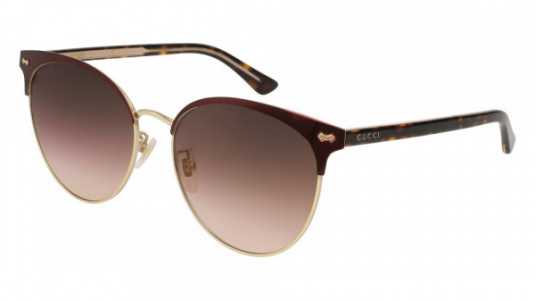 Gucci GG0198SK Sunglasses, BURGUNDY with HAVANA temples and BROWN lenses