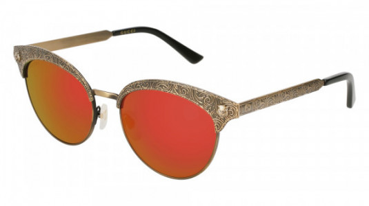Gucci GG0220S Sunglasses, GOLD with RED lenses