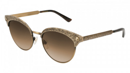 Gucci GG0220S Sunglasses, GOLD with BROWN lenses
