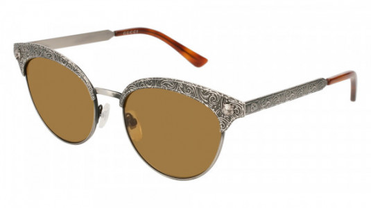 Gucci GG0220S Sunglasses, SILVER with BROWN lenses
