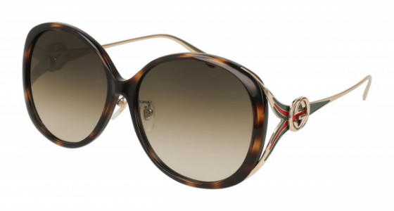 Gucci GG0226SK Sunglasses, 003 - HAVANA with GOLD temples and BROWN lenses