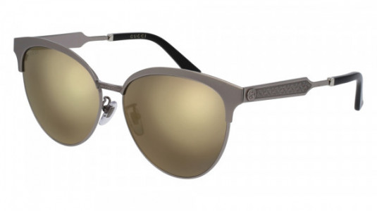 Gucci GG0074SK Sunglasses, RUTHENIUM with GOLD lenses