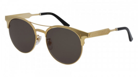 Gucci GG0075SK Sunglasses, GOLD with GREEN lenses