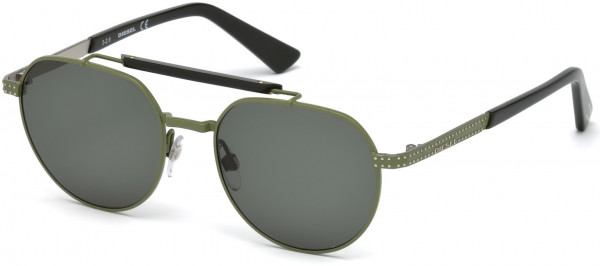 Diesel DL0239 Sunglasses, 97N - Matte Dark Green / Green Lenses