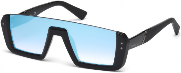 Diesel DL0248 Sunglasses, 01X - Shiny Black  / Blu Mirror