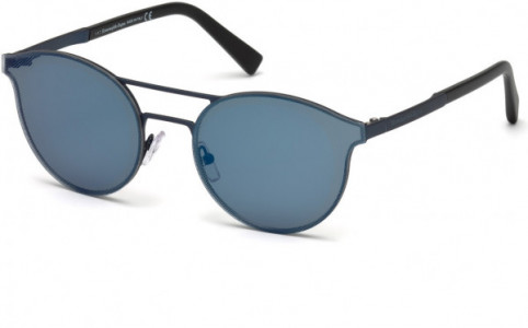 Ermenegildo Zegna EZ0085 Sunglasses, 91X - Matte Blue / Blu Mirror