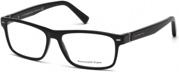Ermenegildo Zegna EZ5073 Eyeglasses, 001 - Shiny Black, Semi Shiny Dark Ruthenium