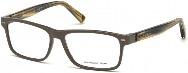 Ermenegildo Zegna EZ5073 Eyeglasses, 047 - Shiny Mud Grey, Striped Grey/brown On Honey Base, Semi Shiny Gunmetal