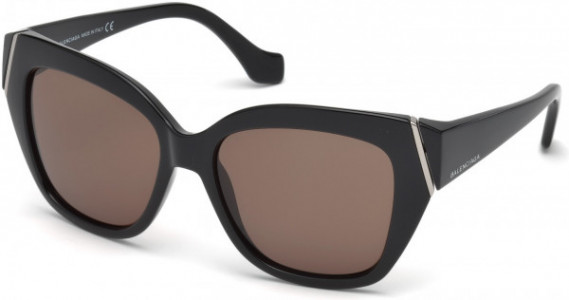 Balenciaga BA0099 Sunglasses, 01E - Shiny Black  / Brown
