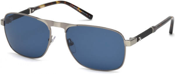 Montblanc MB655S Sunglasses, 12V - Shiny Dark Ruthenium / Blue