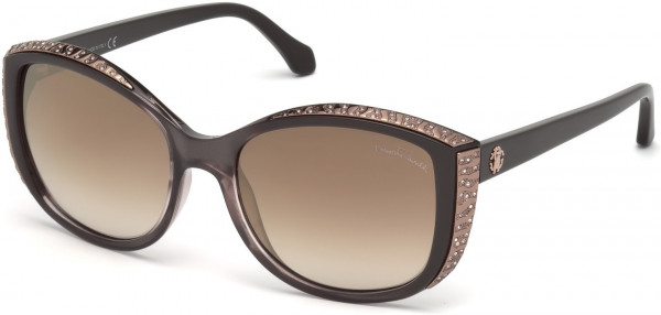 Roberto Cavalli RC1015 Yed Sunglasses, 50G - Pearl Brown Shading Into Shiny Dark Brown/ Gr. Brown W Gold Flash