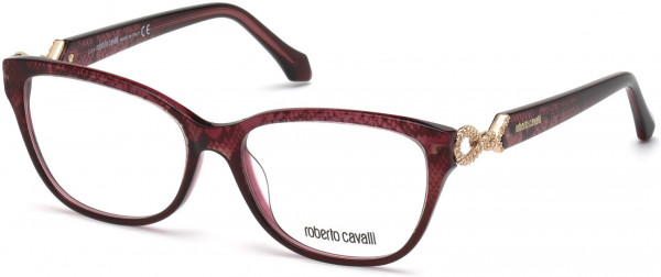 Roberto Cavalli RC5017 Barga Eyeglasses, 083 - Shiny Purple W. Snake Print, Shiny Pale Gold W. Crystal Decor