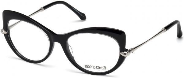 Roberto Cavalli RC5021 Bisenzio Eyeglasses, 001 - Shiny Black, Shiny Palladium