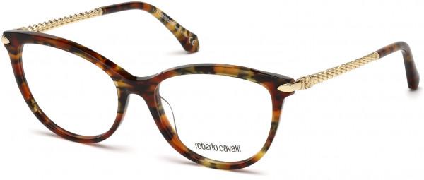 Roberto Cavalli RC5045 Empoli Eyeglasses, A55 - Shiny Brown, Blue And Yellow Havana, Shiny Light Bronze