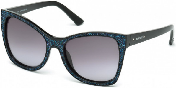 Swarovski SK0109 Farrel Sunglasses, 01B - Shiny Black  / Gradient Smoke