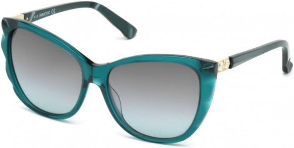 Swarovski SK0117 Fortunate Sunglasses, 96F - Shiny Dark Green / Gradient Brown