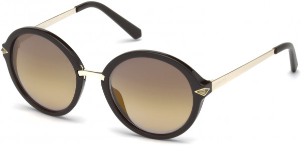 Swarovski SK0153 Sunglasses, 48G - Shiny Dark Brown / Brown Mirror Lenses