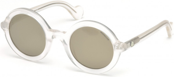 Moncler ML0005 Mrs Moncler Sunglasses, 22C - Shiny Opal White / Smoke Lenses W. Ivory Flash