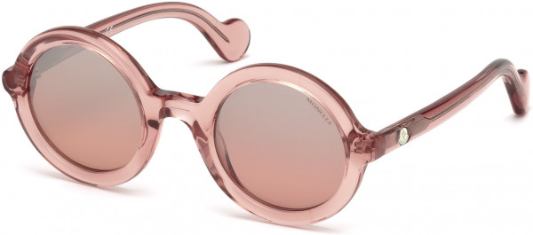 Moncler ML0005 Mrs Moncler Sunglasses, 72T - Shiny Transparent Peach / Gradient Peach Lenses W. Silver Flash