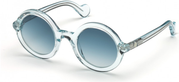 Moncler ML0005 Mrs Moncler Sunglasses, 84W - Shiny Transparent Light Blue / Grad. Turquoise Lenses W. Silver Flash