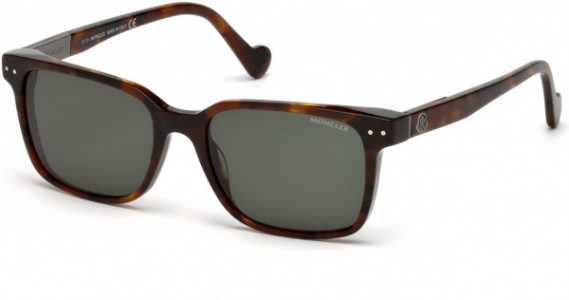 Moncler ML0011 Sunglasses, 52N - Dark Havana / Green