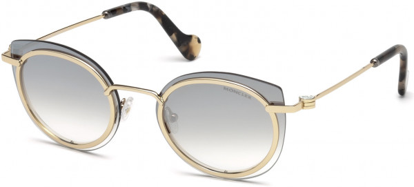 Moncler ML0017 Sunglasses, 28C - Shiny Rose Gold / Smoke Mirror