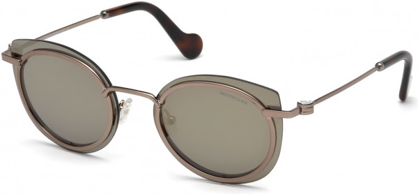 Moncler ML0017 Sunglasses, 36L - Shiny Dark Bronze / Roviex Mirror