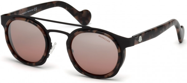 Moncler ML0022 Sunglasses, 55U - Coloured Havana / Bordeaux Mirror