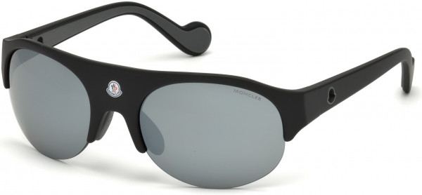 Moncler ML0050 Moncler Quattromila Sunglasses, 02C - Matte Black, Green / Smoke Lenses W. Silver Flash