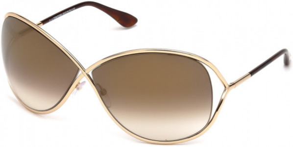 Tom Ford FT0130 MIRANDA Sunglasses, 28G - Shiny Rose Gold/ Gradient Brown Flash Lenses