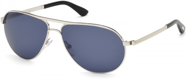 Tom Ford FT0144 Marko Sunglasses, 18V - Shiny Rhodium / Blue Lenses